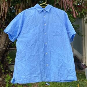 Large Club Room blue linen button down casual shirt